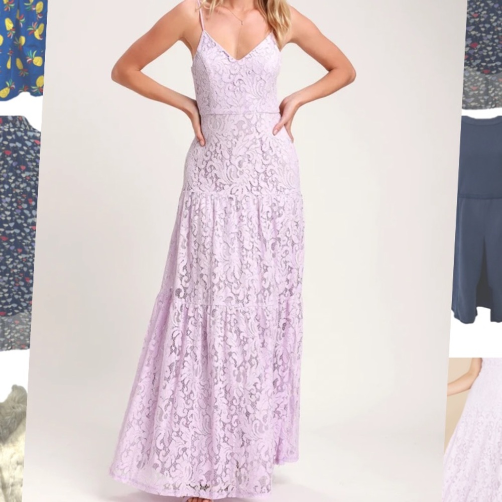 Lulus Lavender Lace Maxi Formal Dress Size XS